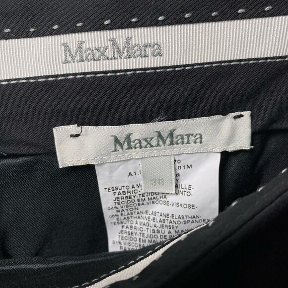 MAX MARA Pleated Faux-Wrap Knee Length Jersey Pencil Skirt in Black Sz 4 Small - Picture 2 of 13